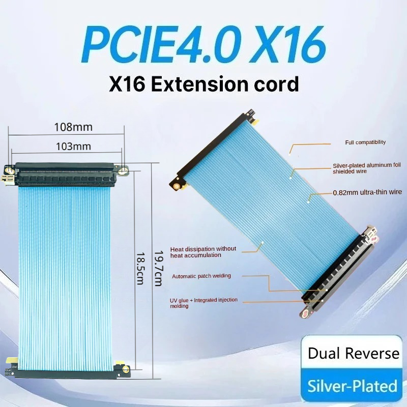 Itx Gpu Riser Pcie 4.0 16X - Kabel Riser Dual Reverse PCIe 4.0